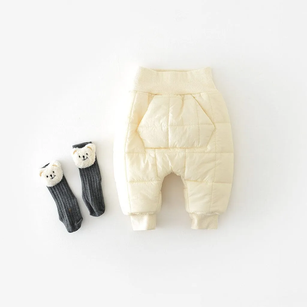 Square Quilted Plush High Waist Baby Baggy Pants