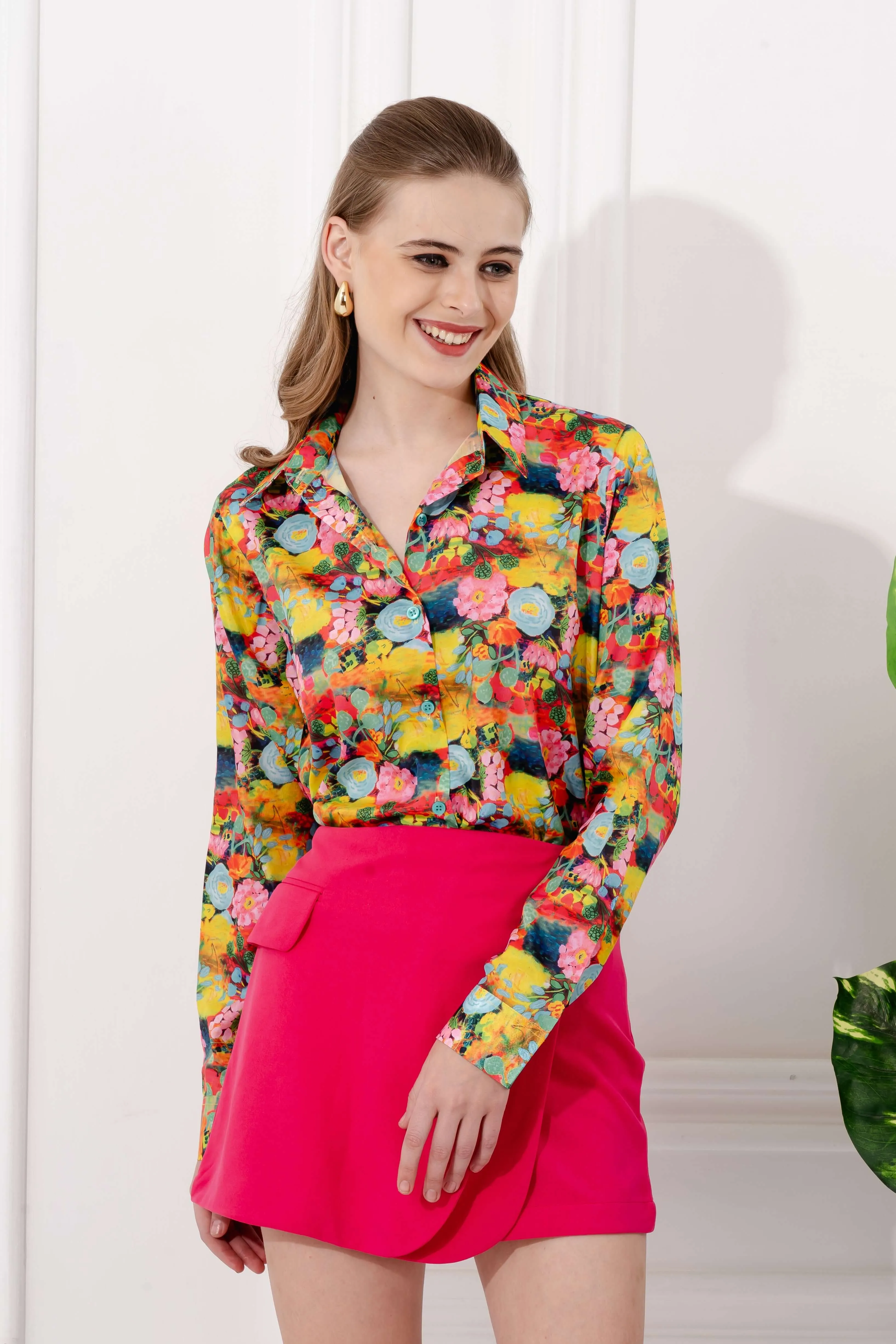 Style Quotient Pink Satin Shirt