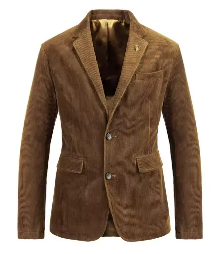 Stylish Men's Corduroy Blazer with Buttoned Design