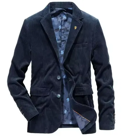 Stylish Men's Corduroy Blazer with Buttoned Design