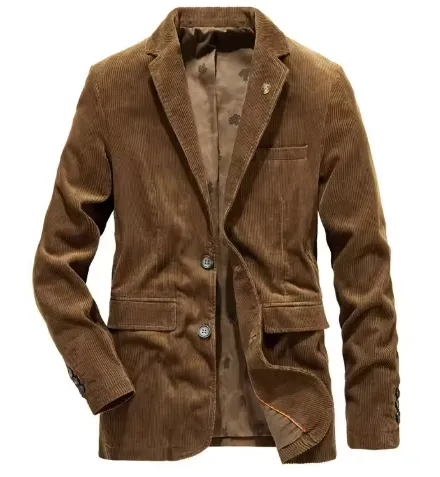 Stylish Men's Corduroy Blazer with Buttoned Design