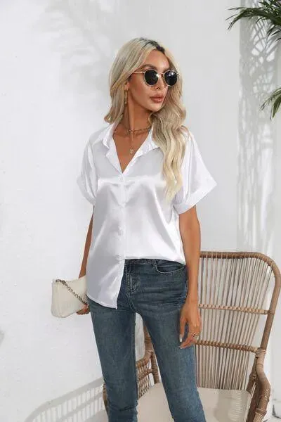 Stylish Short Sleeve Women's Collared Shirt | Fashion Relaxed Style