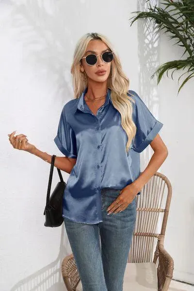 Stylish Short Sleeve Women's Collared Shirt | Fashion Relaxed Style