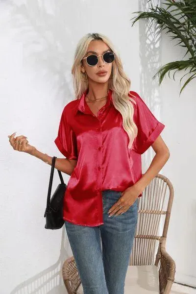 Stylish Short Sleeve Women's Collared Shirt | Fashion Relaxed Style