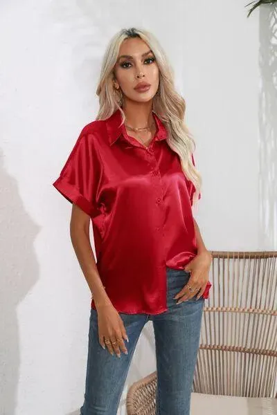 Stylish Short Sleeve Women's Collared Shirt | Fashion Relaxed Style