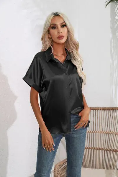 Stylish Short Sleeve Women's Collared Shirt | Fashion Relaxed Style