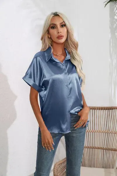 Stylish Short Sleeve Women's Collared Shirt | Fashion Relaxed Style