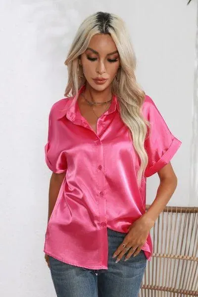 Stylish Short Sleeve Women's Collared Shirt | Fashion Relaxed Style