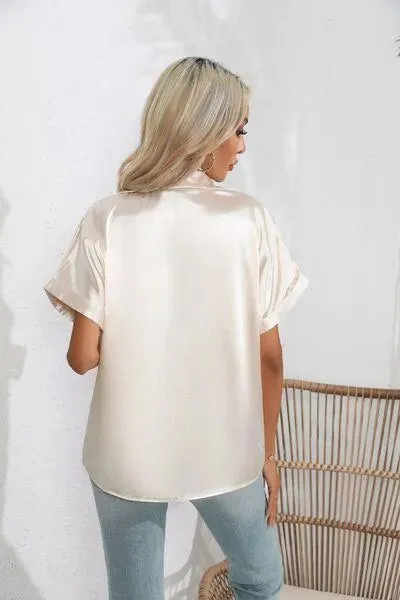 Stylish Short Sleeve Women's Collared Shirt | Fashion Relaxed Style