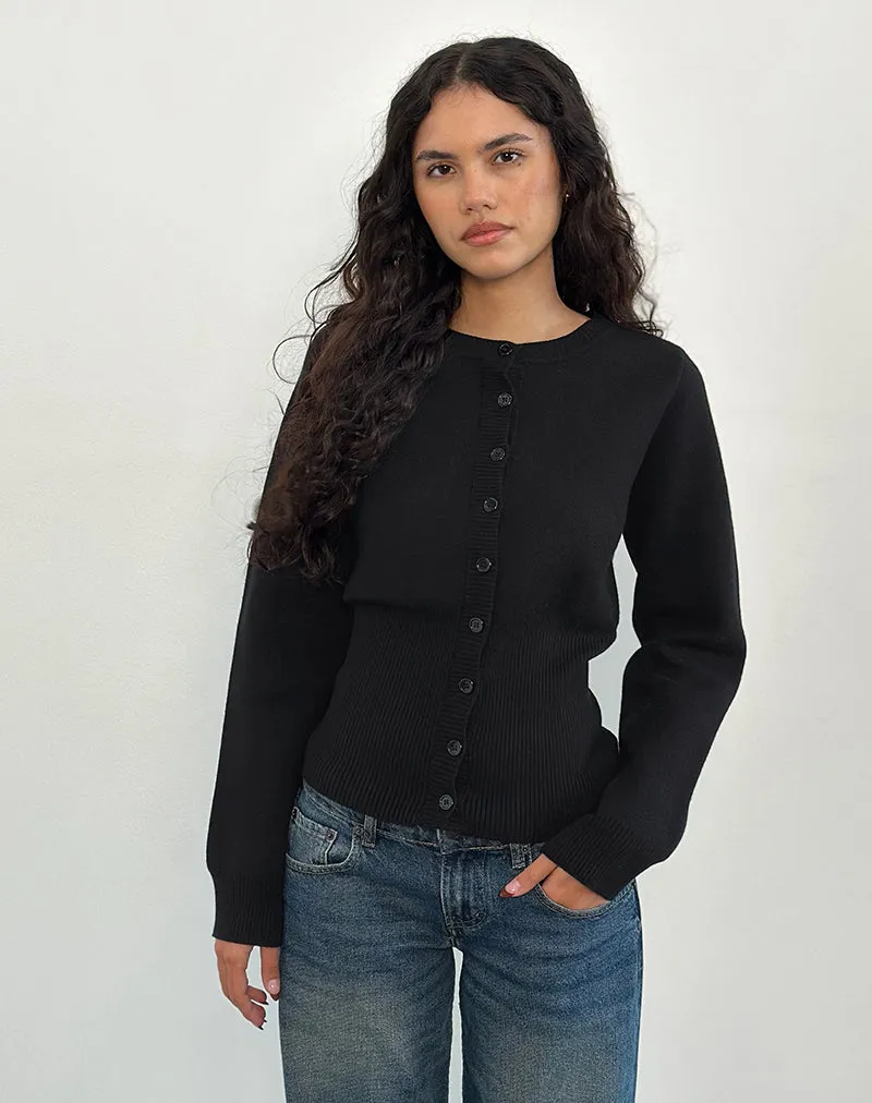 Subra Long Sleeve Cardigan in Black