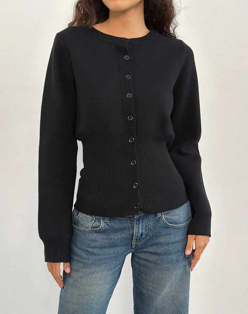 Subra Long Sleeve Cardigan in Black
