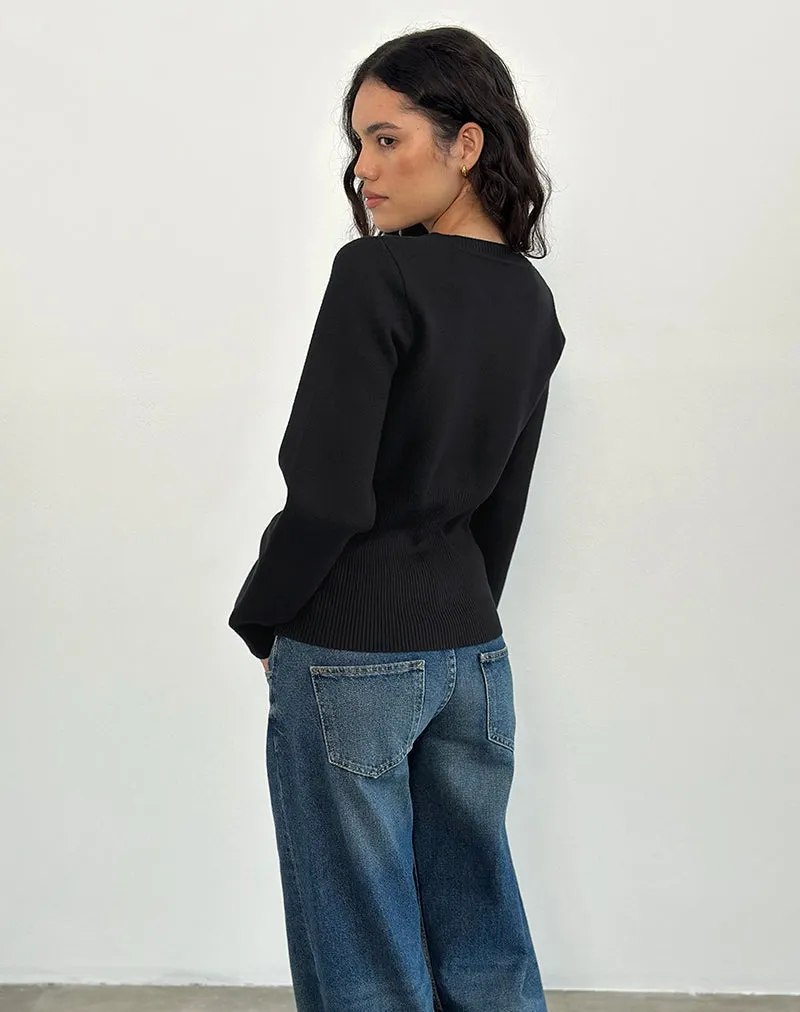 Subra Long Sleeve Cardigan in Black