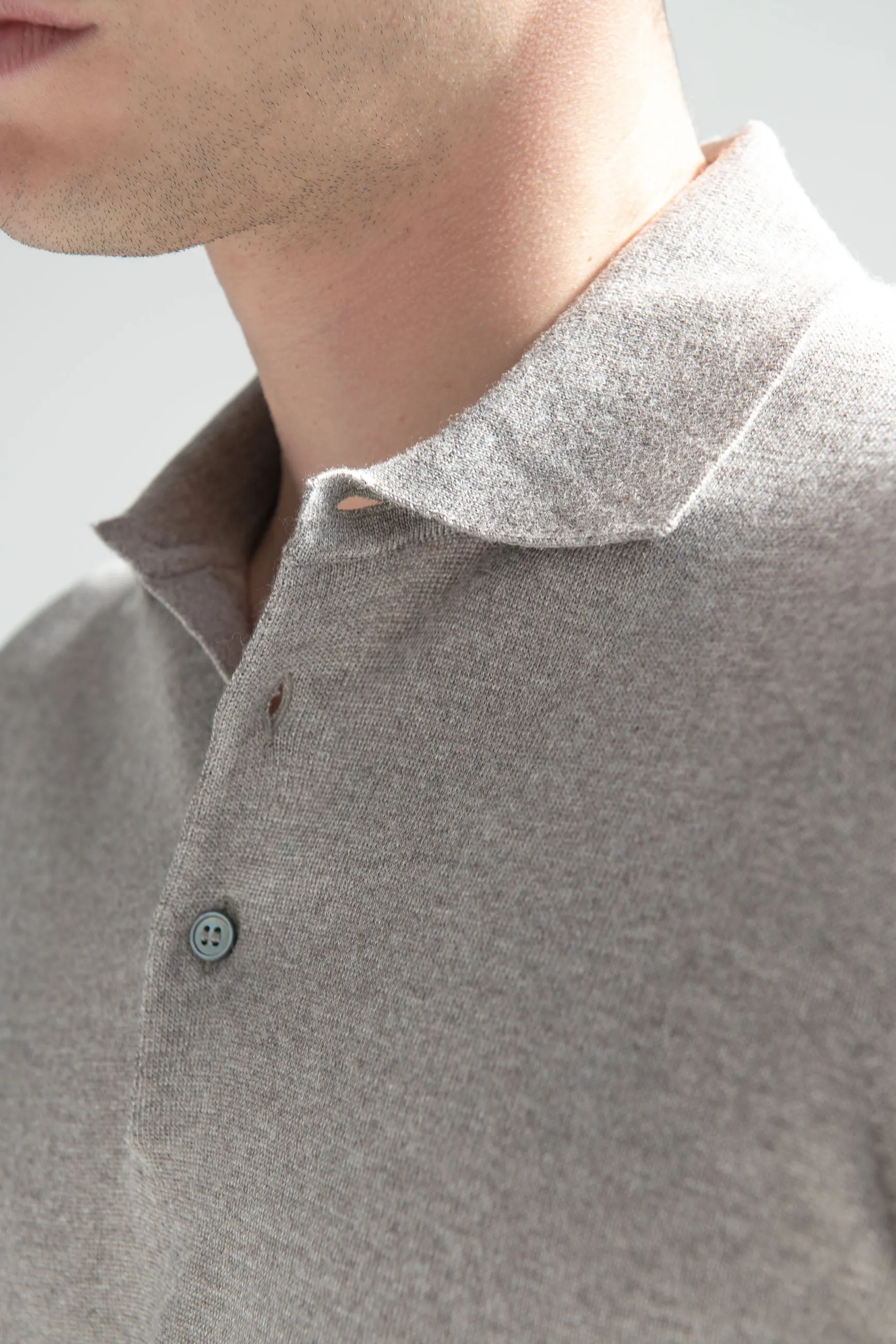 Taupe Merino polo – Made in Italy