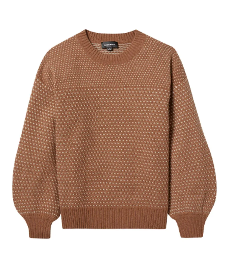 The Luxe Cashmere Blend Mix Stitch Sweater - Praline & White Sand