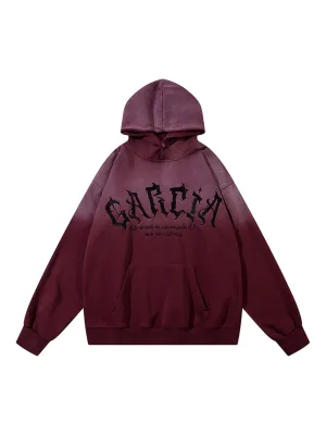 Thesupermade Patch Embroidered Gradient Color Hoodie