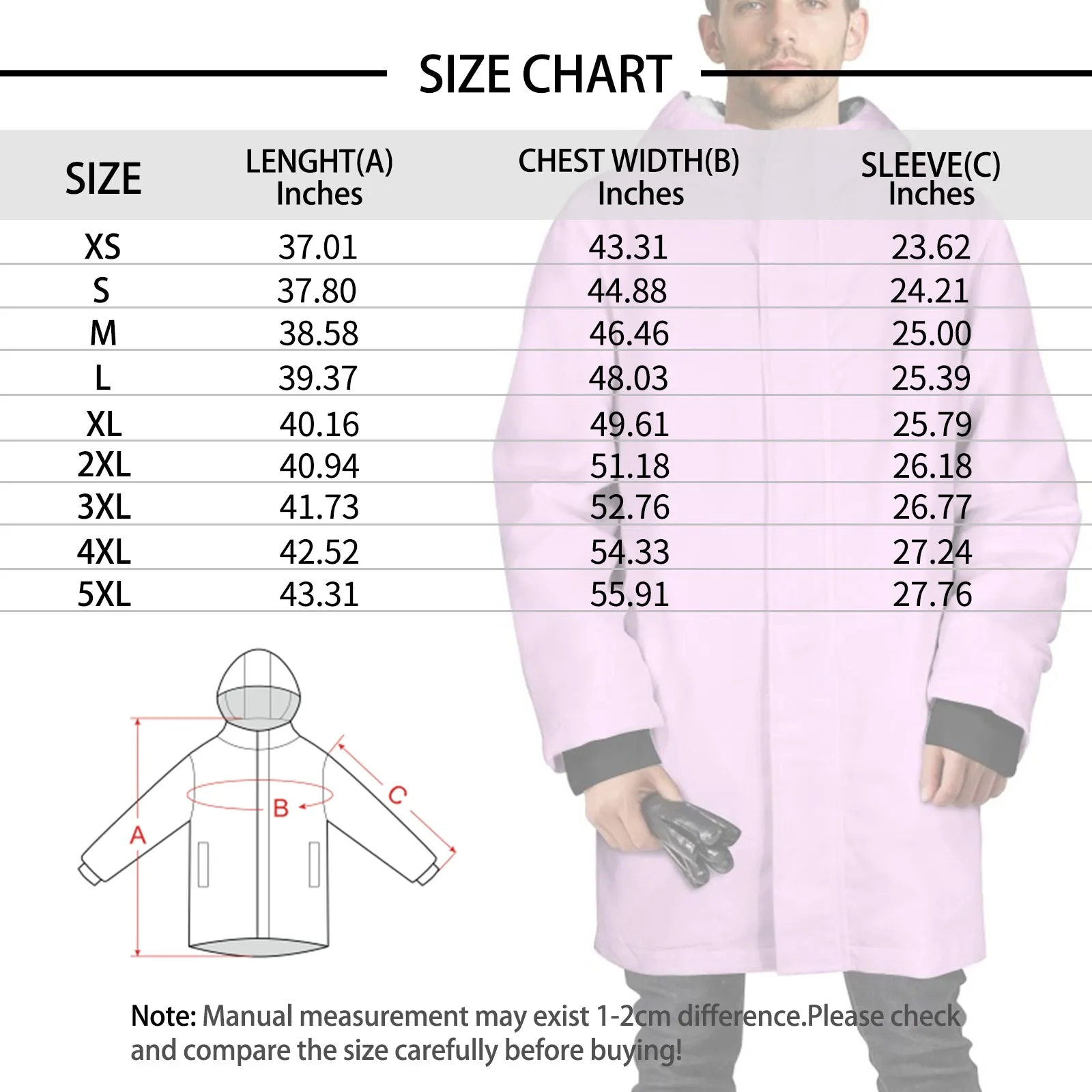 [Thick and Warm] Custom Face Ho Ho Ho Mid-length Fleece-lined Jacket Men's Full Zip Hoodie Christmas Gift