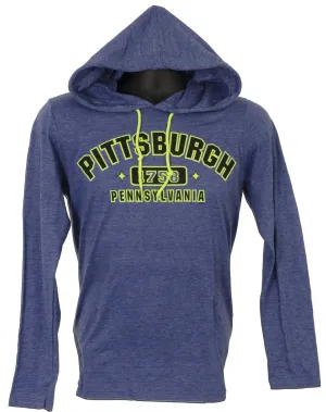 TSPG20B Long Sleeve Hooded T-Shirt Pittsburgh 1758 HEATHER BLUE