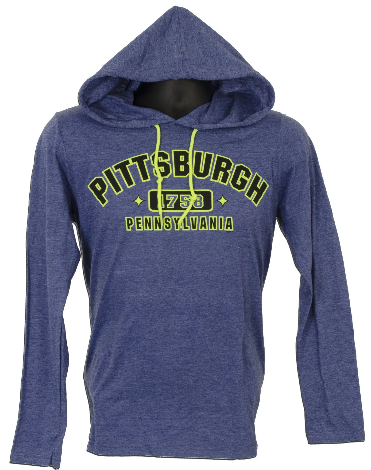 TSPG20B Long Sleeve Hooded T-Shirt Pittsburgh 1758 HEATHER BLUE