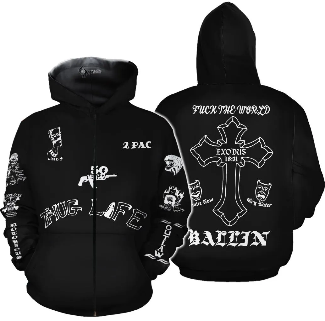 TUPAC TATTOO WHITE  HOODIE