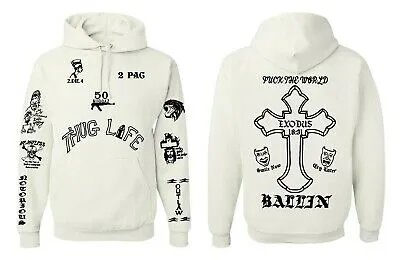 TUPAC TATTOO WHITE  HOODIE