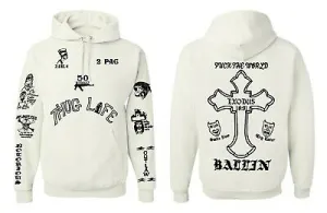 TUPAC TATTOO WHITE  HOODIE