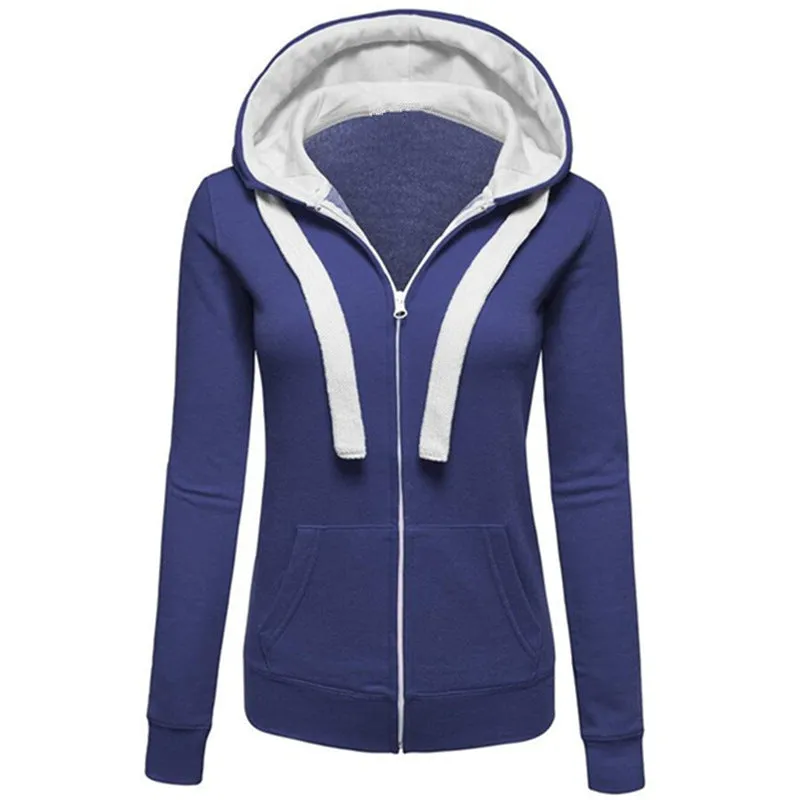 V-neck Zipper Pockets Straps Slim Hoodie