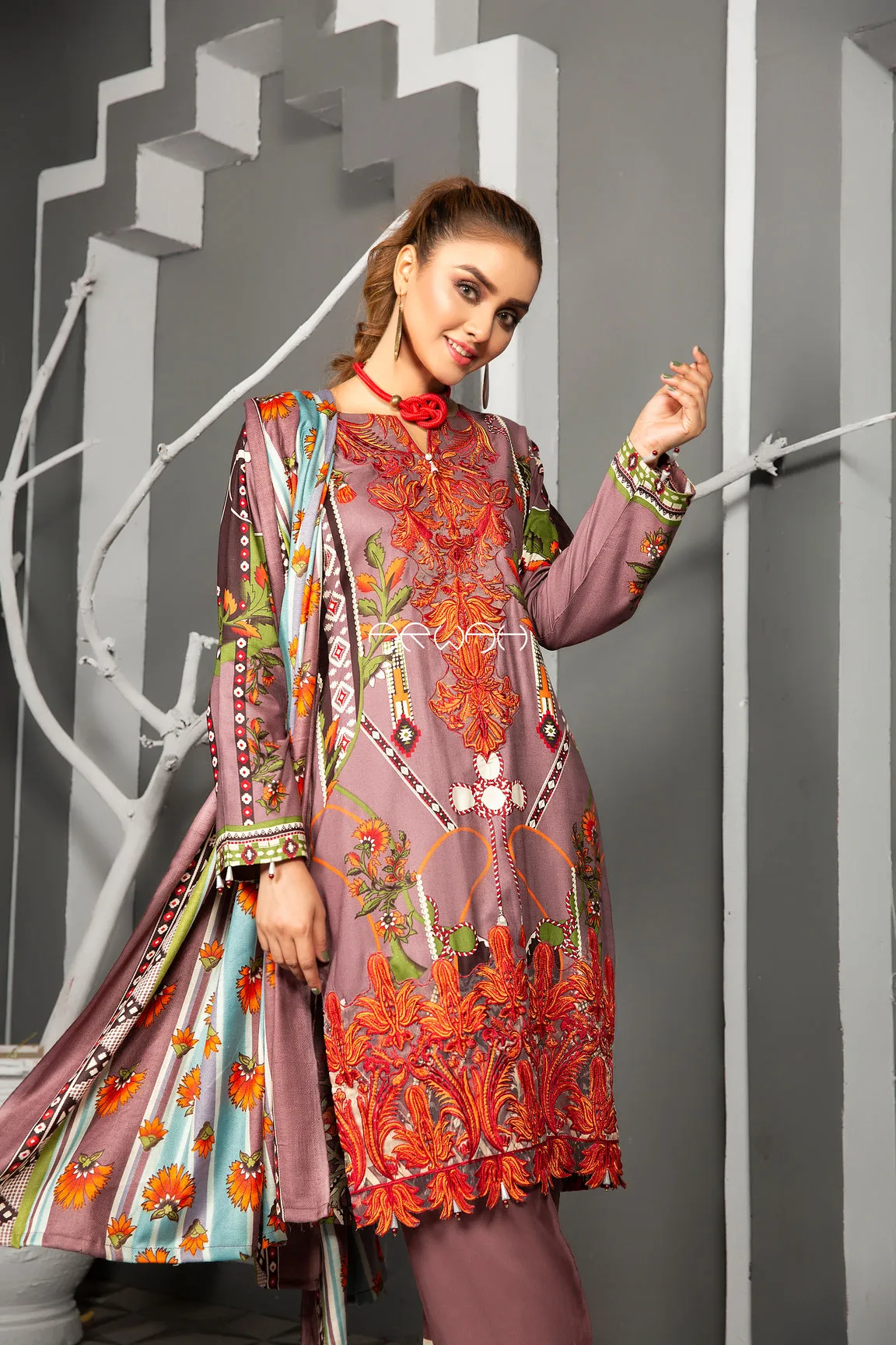 Winter Ready to Wear 3Pcs Embroidered Collection by Arwah 06