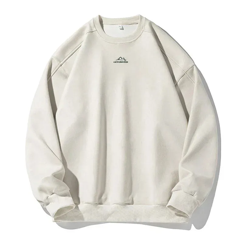 Women's and Men's Chamois Leather Sweatshirt – 2025 Autumn Winter Warm Fleece O-Neck Pullover, Outdoor Fashion for Couples