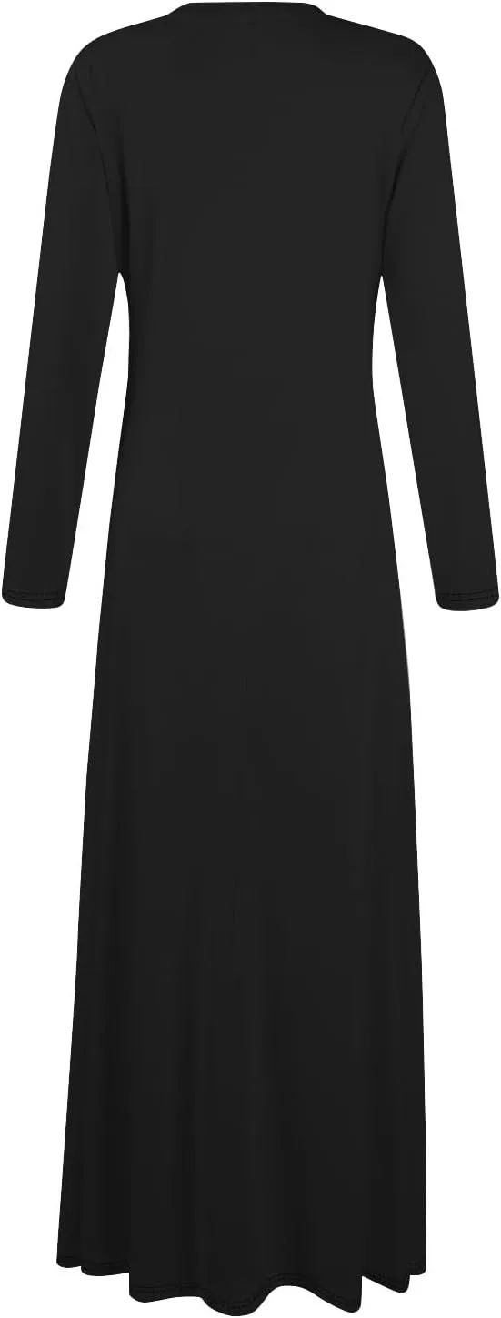Womens Dresses for Wedding Guest 2025 Summer Long Sleeve V Neck Printed Maxi Dresses Casual Slim Fit Tunic Dress
