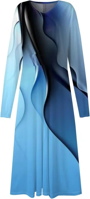 Womens Fall/Winter Dresses Long Sleeve V Neck Dresses Elegant Dresses Trendy Printed Dresses Dresses for Women