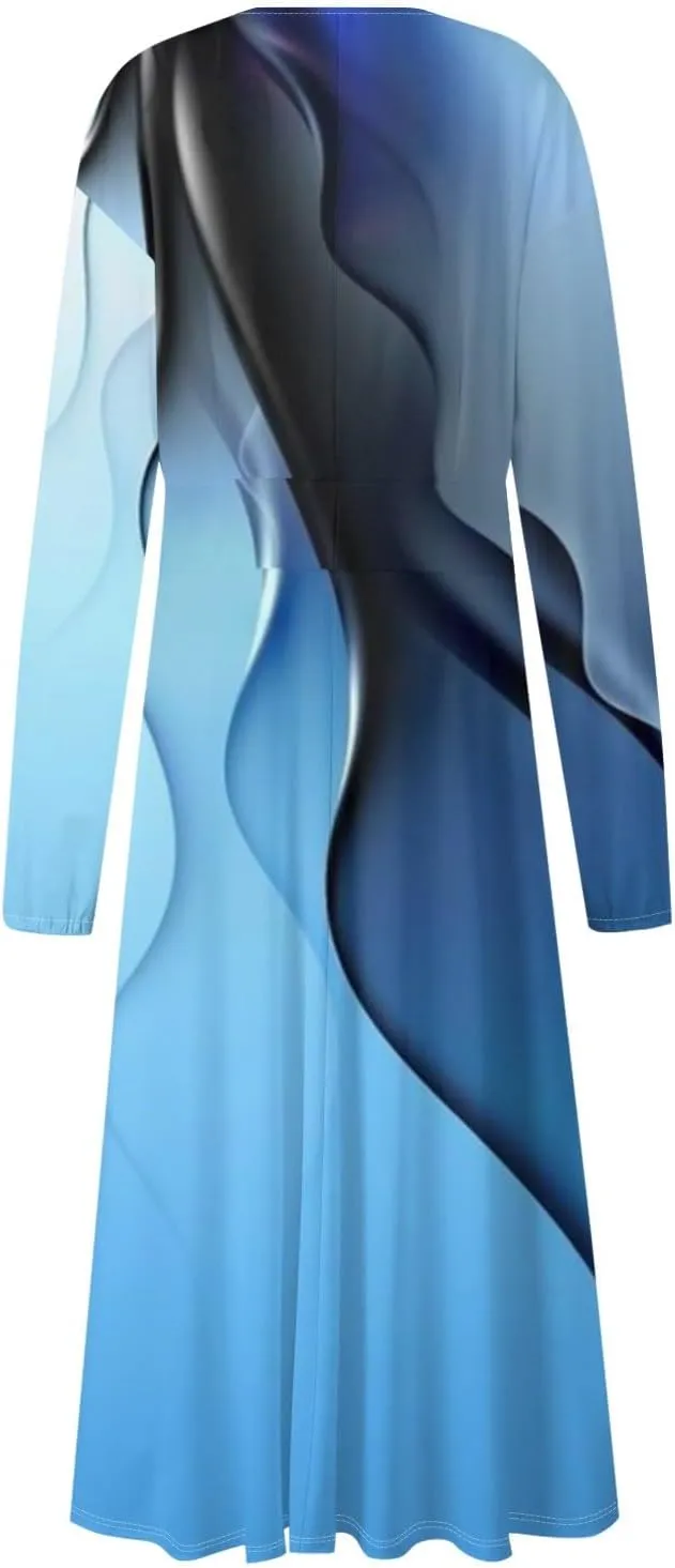 Womens Fall/Winter Dresses Long Sleeve V Neck Dresses Elegant Dresses Trendy Printed Dresses Dresses for Women